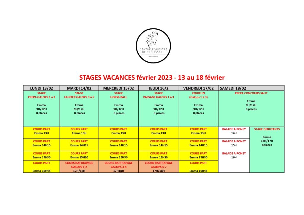 Planning Centre Questre La Cravache De Tr Lissac